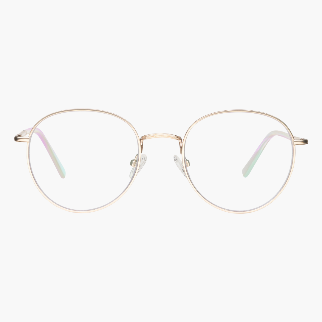 Round Gold Classified Reading Blue Light Glasses + Magnetic Pouch
