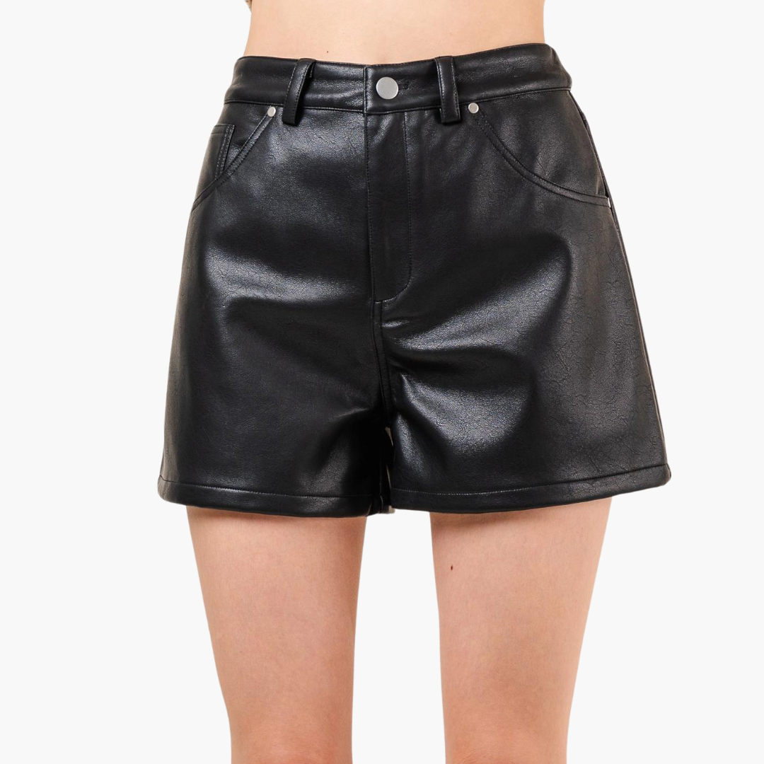 Chic Staple Vegan Leather Shorts