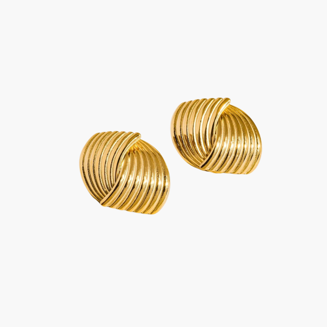 Athens 18K Plated Wavy Studs