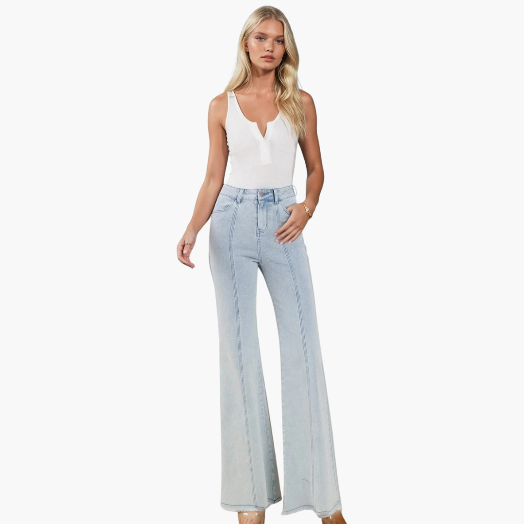 Light Denim Wide Leg Palazzo Jeans