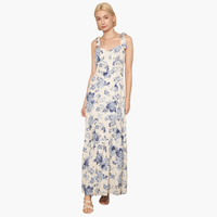 Sleeveless Shoulder Tie Floral Print Maxi Dress