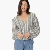 Multi Colored Striped Long Sleeve Button Down Top