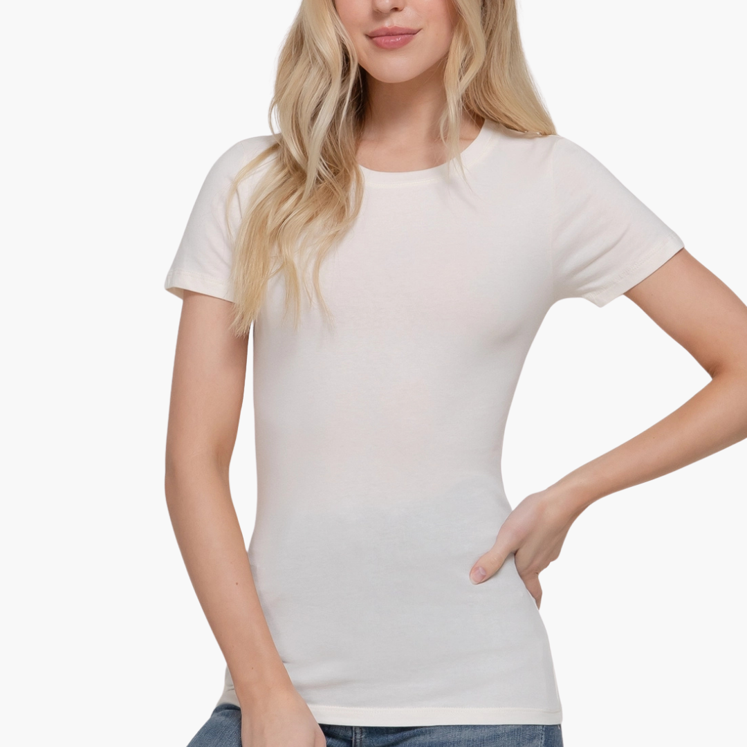 Short Sleeve Crew Neck Cotton Top