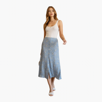 Floral High Waist Side Slit Midi Skirt