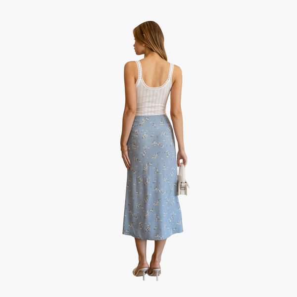 Floral High Waist Side Slit Midi Skirt