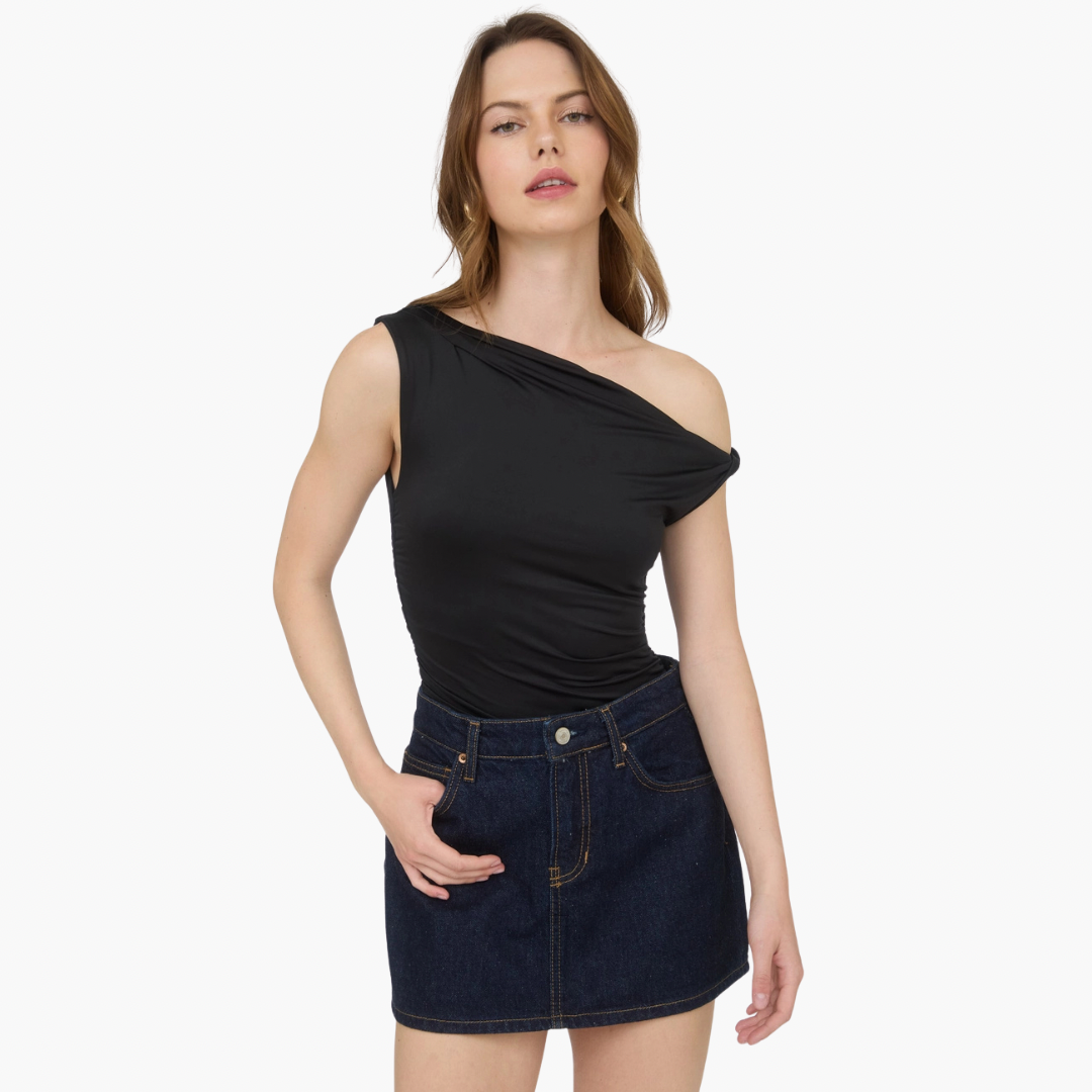 Asymmetrical Twist Detail Knit Top