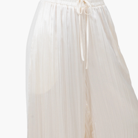 Ecru Satin Crinkled Drawstring Pants