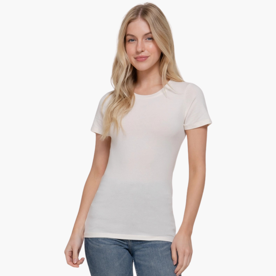 Short Sleeve Crew Neck Cotton Top
