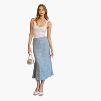 Floral High Waist Side Slit Midi Skirt