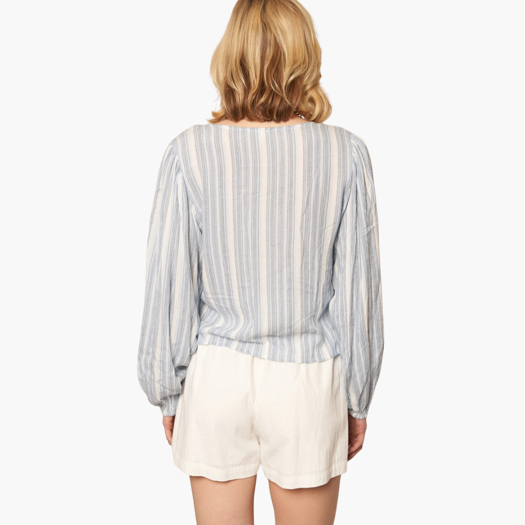 Blue Striped Long Sleeve Blouse