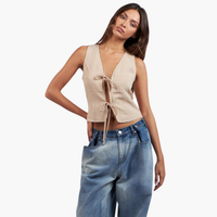 V-Neck Front Double Ties Crop Top