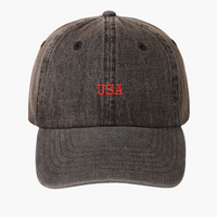 USA Black Denim Baseball Cap