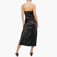 Satin Corset Strapless Midi Dress