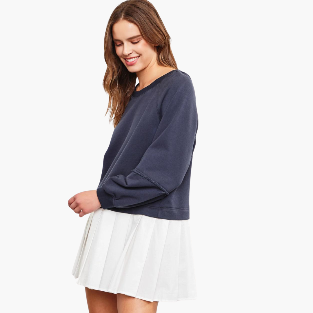 Oversized Sweatshirt Pleated Dress