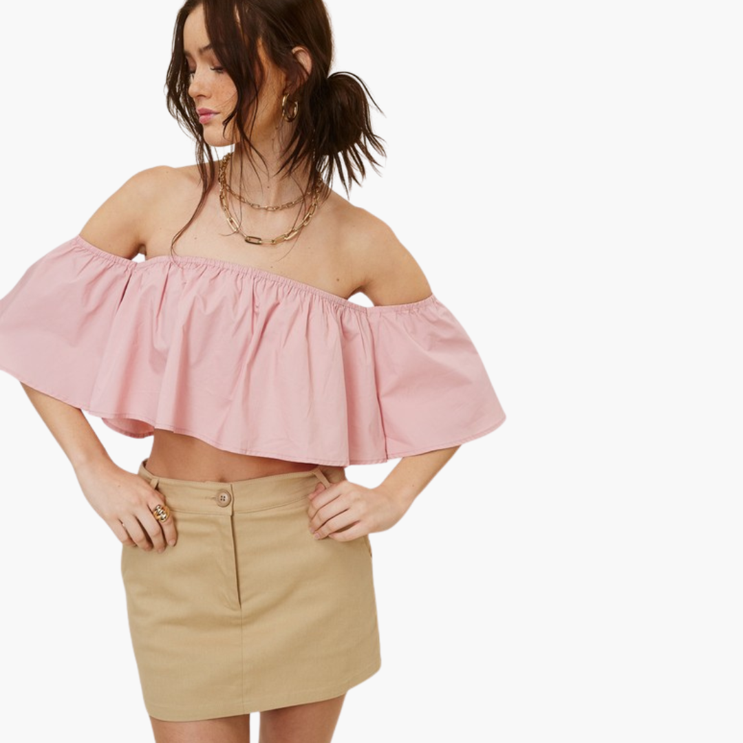 Off-Shoulder Ruffled Crop Top