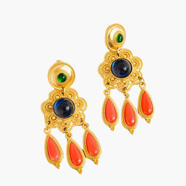 Aperol Vintage Triple-Layered Flower Dangle Earring