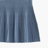 Gray Blue Knit Pleated Flare Mini Skirt