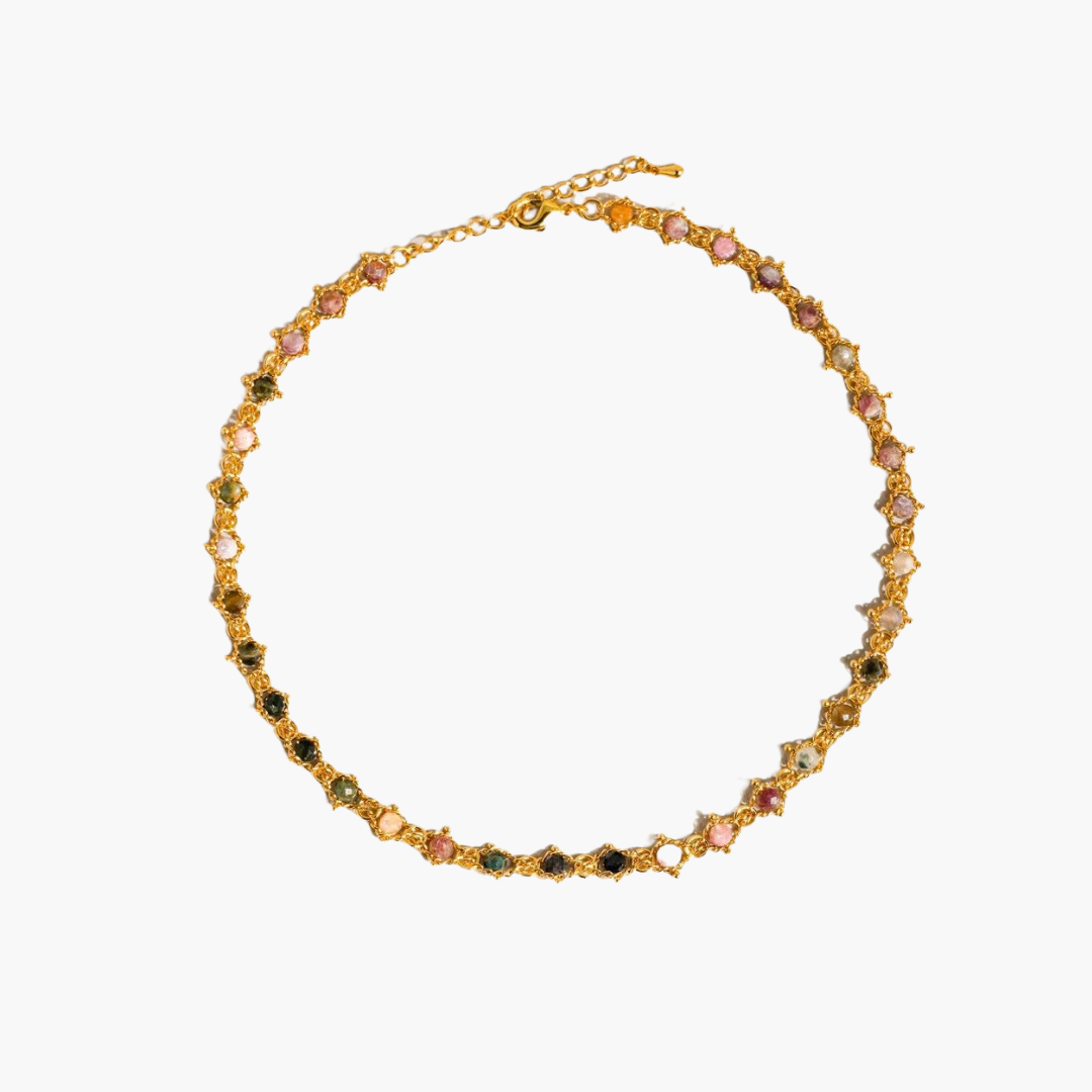 Skylar 18K Gold Plated Multi-Stone Chained Necklace