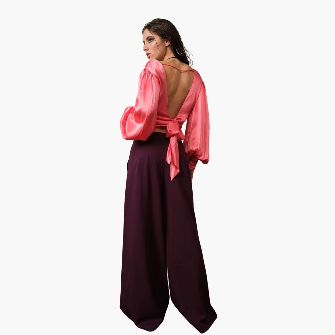 Wine Wide Leg Trousers