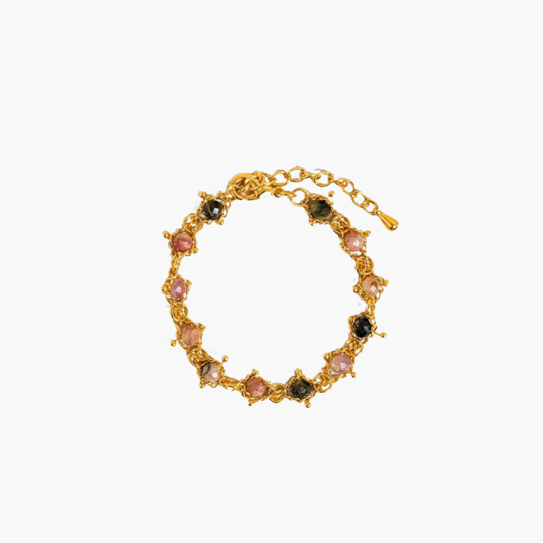 Skylar 18K Gold Plated Multi-Stone Chained Bracelet