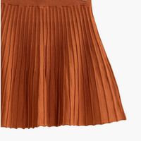 Chocolate Knit Pleated Flare Mini Skirt