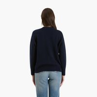 Navy V Neck Drop Shoulder Knit Sweater