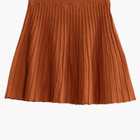 Chocolate Knit Pleated Flare Mini Skirt