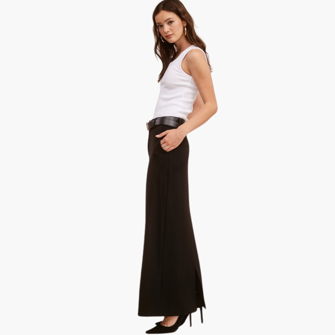 Trouser Back Slit Maxi Skirt