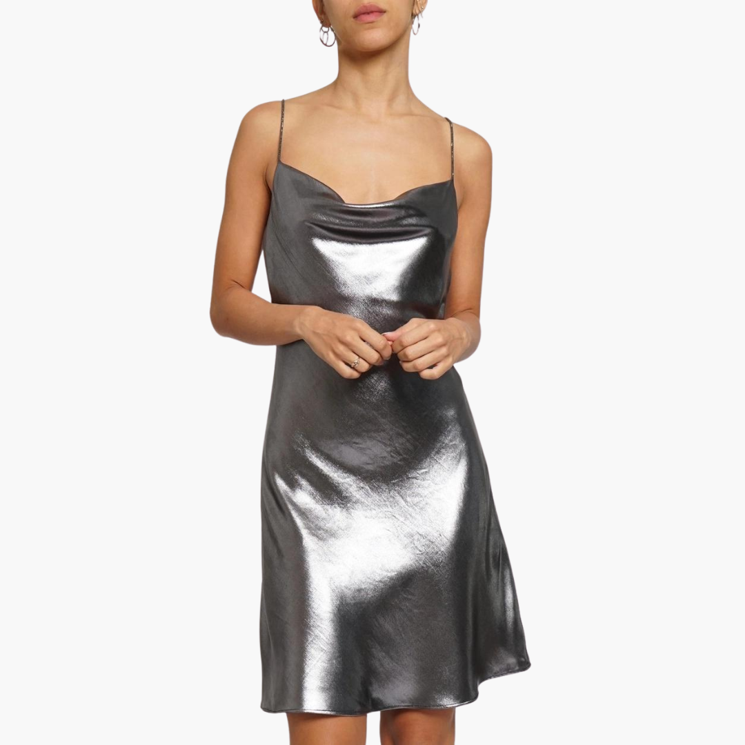 Metallic Foil Mini Dress