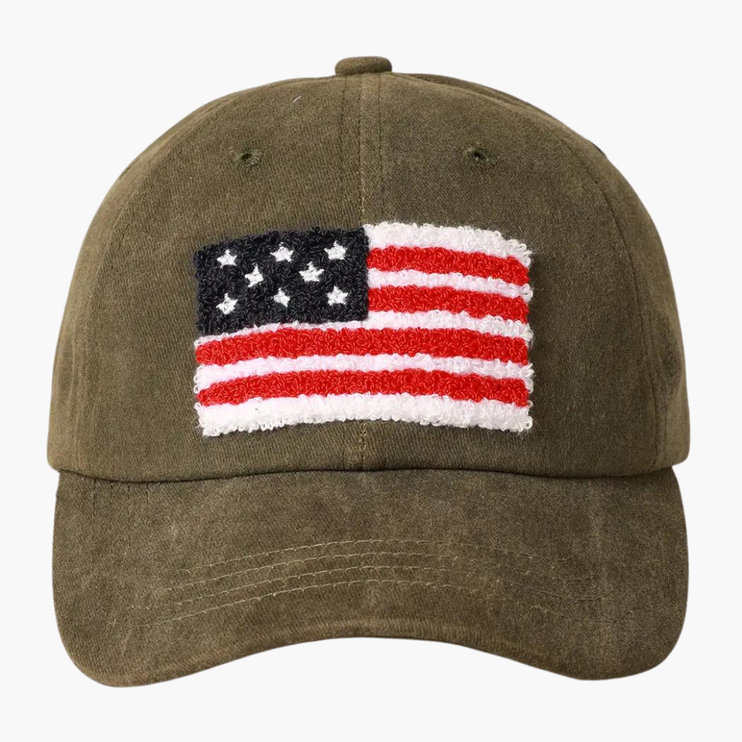 American Flag Chenille Patch Baseball Cap