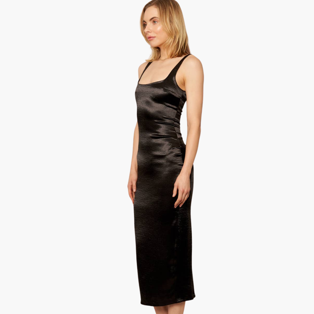 Sleeveless Satin Midi Dress