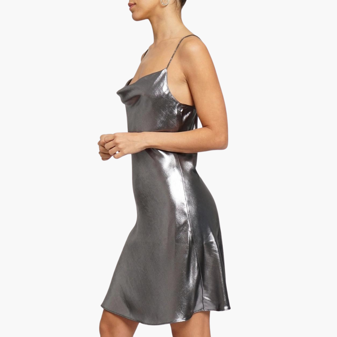 Metallic Foil Mini Dress