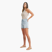 High Rise Side Slit Denim Short