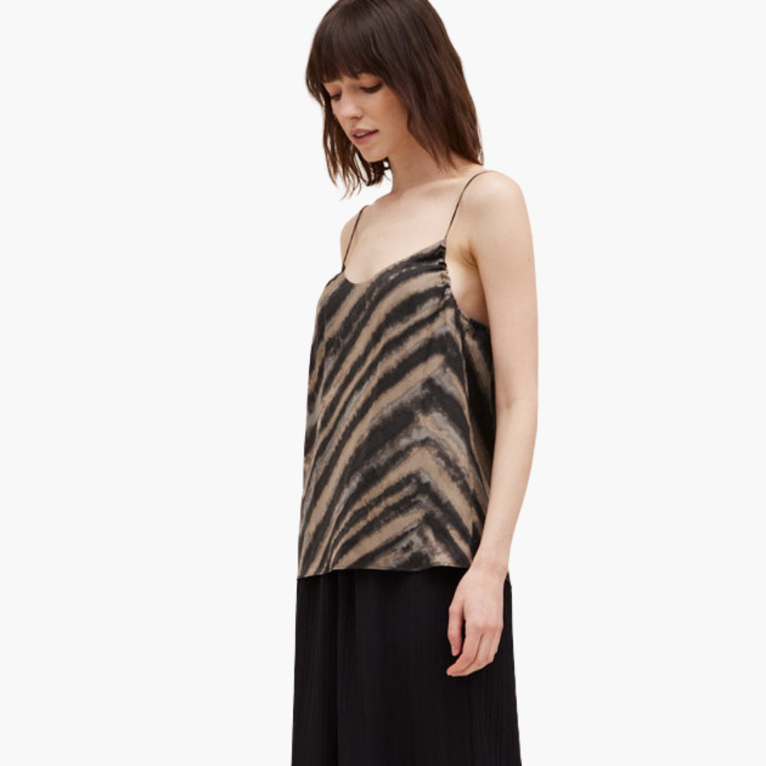 Slate Printed Satin Cami Top