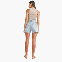 High Rise Side Slit Denim Short