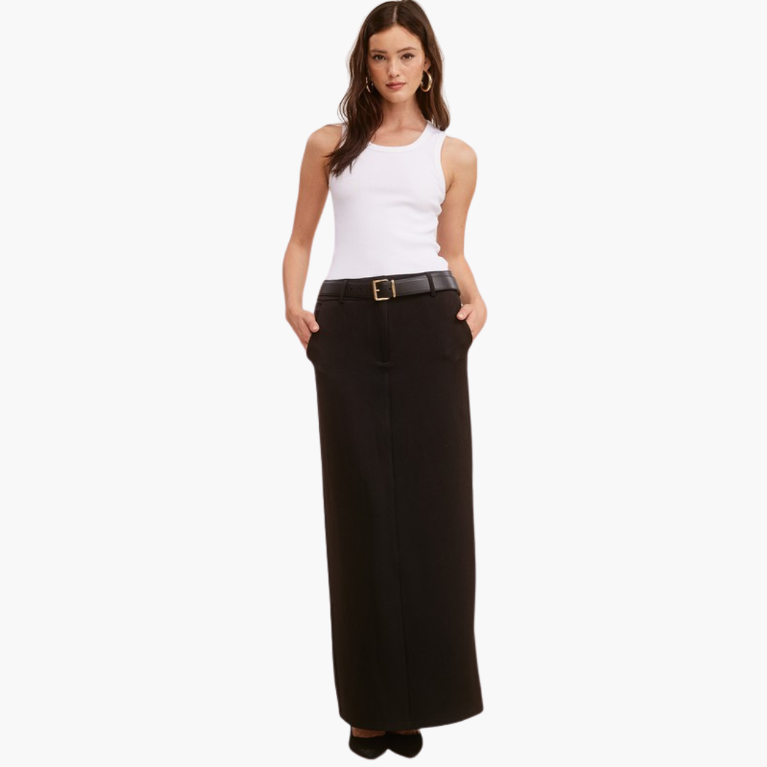 Trouser Back Slit Maxi Skirt