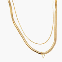 Gold Round Cz Pendant Layered Chains Necklace