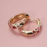 Floral Enamel Huggie Hoop Earrings