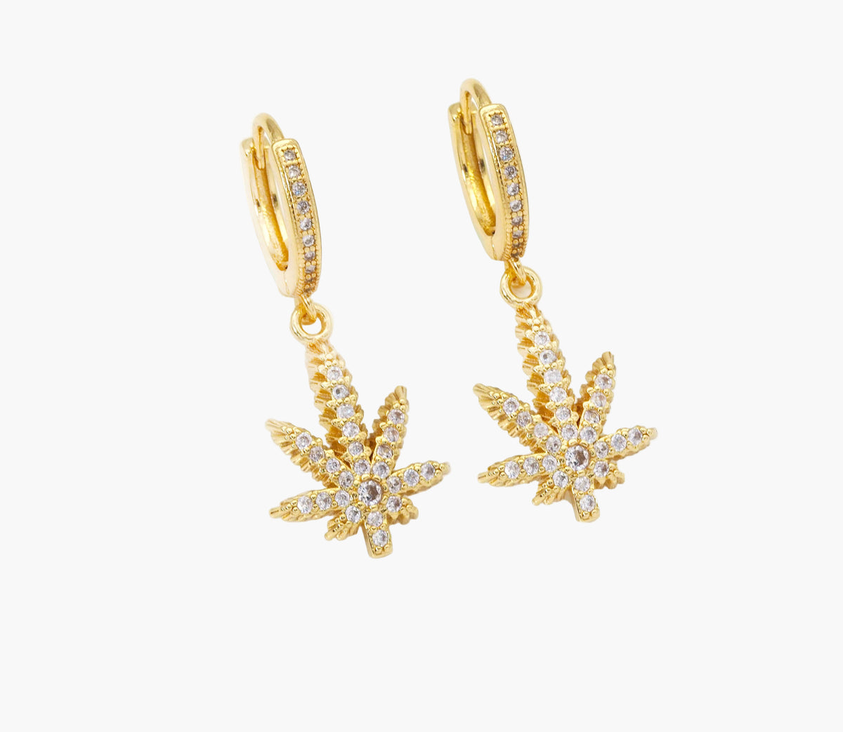 Gold Leaf Hoop Earrings