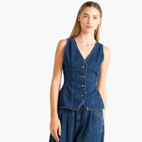 V Neckline Denim Vest