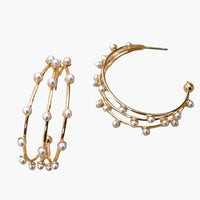 Wire Pearl Hoop Earrings