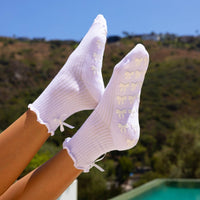 White Big Bow Grip Socks