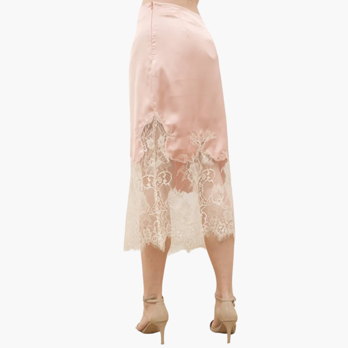 Satin and Lace Midi Skirt