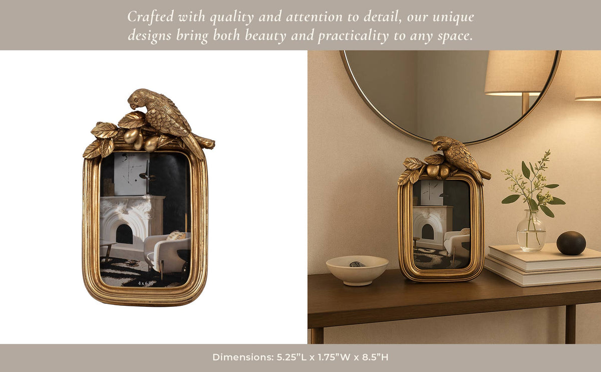 Gold Polyresin Bird Picture Frame - 4x6 in.