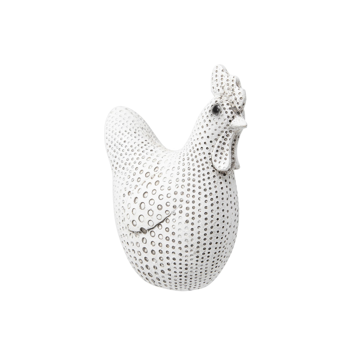White Resin Spotted Chicken - Decorative Sculpture