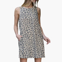 Jacquard Knit Leopard Print Sleeveless Mini Dress