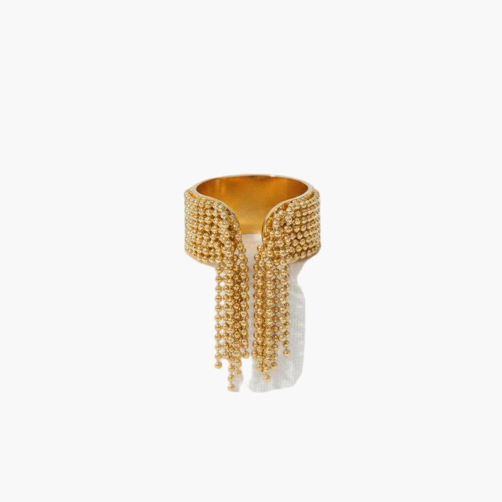 Gold Fringe Design Geometric Ring
