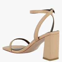 Moon Cut Ankle Strap Block Heel