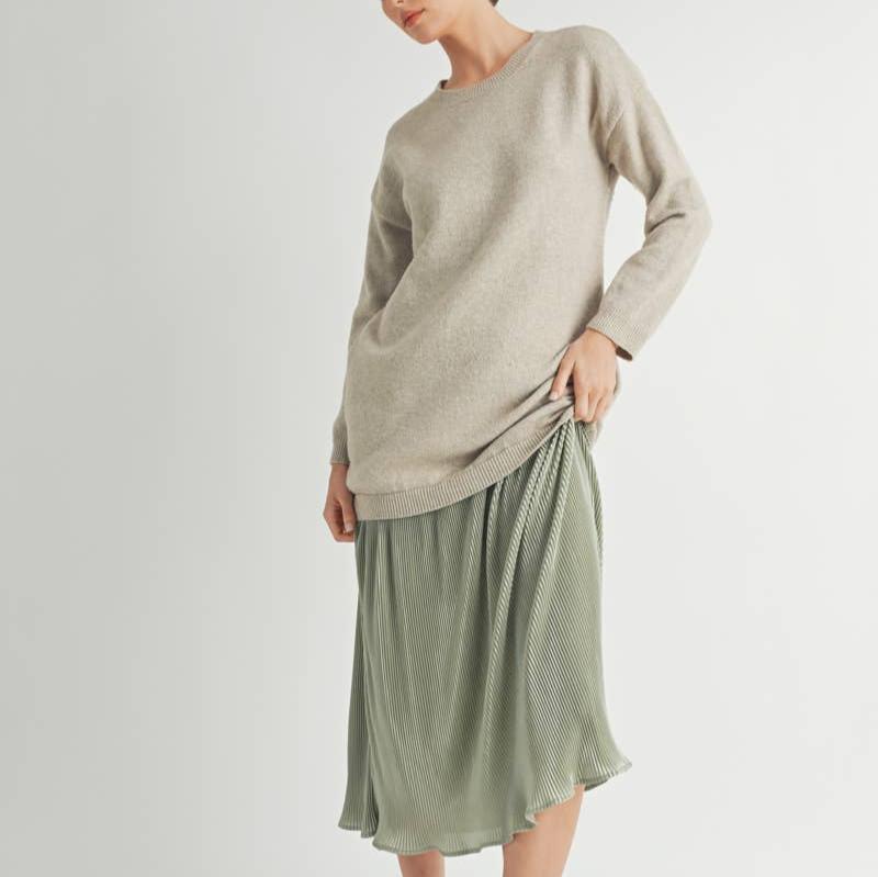 Sweater Top and Pleated Skirt Layered Dress.