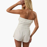Strapless White Denim Romper